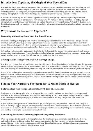 Telling Your Love Story: The Narrative Approach to Wedding Photography