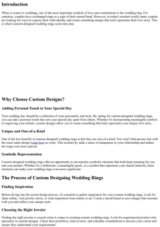 Wedding Rings: Expressing Individuality with Custom Designs