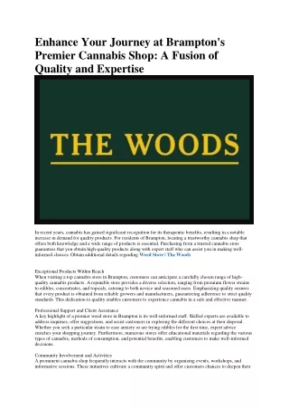 The Woods Cannabis | Cannabis Brampton