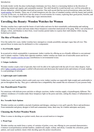 Unveiling the Beauty: Wooden Watches for Women