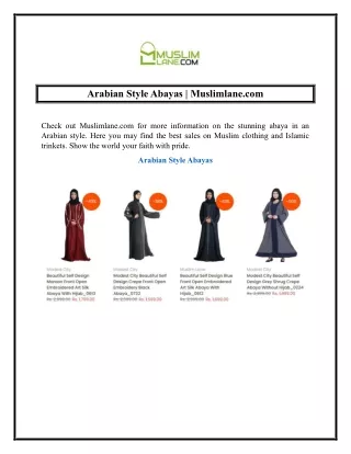 Arabian Style Abayas  Muslimlane.com