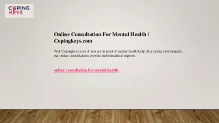 Online Consultation For Mental Health  Copingkeys.com