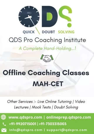 QDS Pro MAH-CET Offline Coaching Classes Prospectus