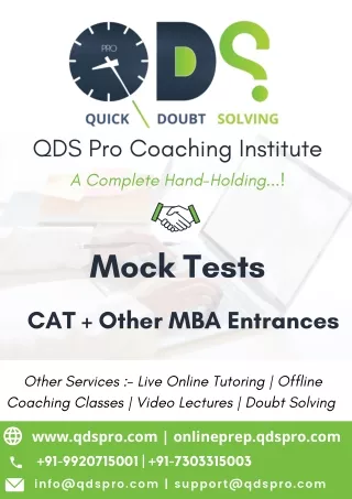 QDS Pro CAT   Other MBA Entrance Exams Mock Tests Prospectus