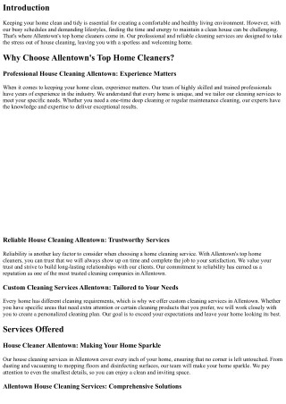 Welcome Home to Cleanliness with Allentown's Top Home Cleaners.