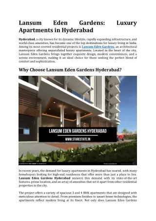 Lansum Eden Gardens | Flats in Hyderabad