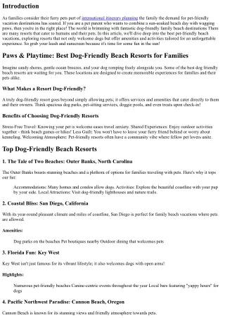 "Paws and Playtime: Best dog-friendly beach resorts for families"