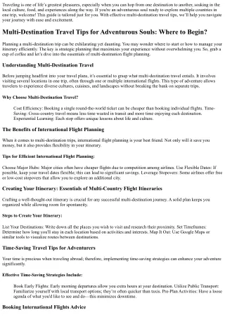 **Multi-Destination travel tips for adventurous souls: Where do you begin? **