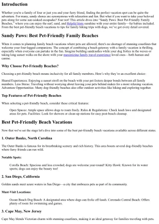 "Sandy Paws, Best Pet-Friendly Beaches for Families"