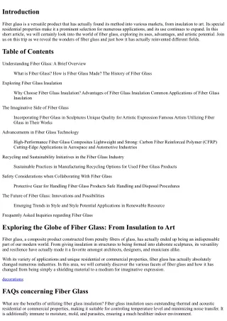 Exploring the World of Fiber Glass: From Insulation to Art