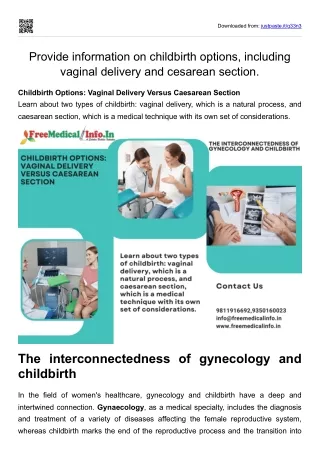 Provide information on childbirth options, including vaginal delivery and cesarean section.