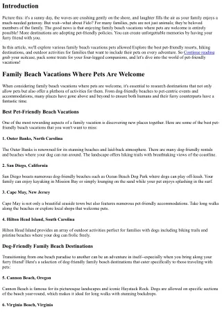 Family Beach Vacations where Pets Are Welcome