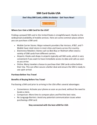 SIM Card Guide USA | eSIMN.net