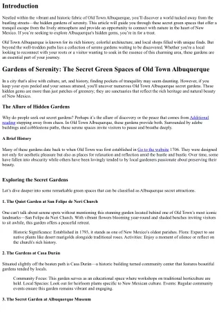 Gardens of Serenity - The Secret Green Spaces of Old Town Albuquerque