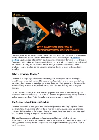 Why Graphene coating is revolutionizing car detailing