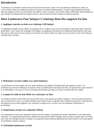 Idées Lumineuses Pour Intégrer L'éclairage Dans Des supports En bois