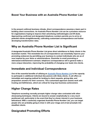 Boost Your Business with an Australia Phone Number List