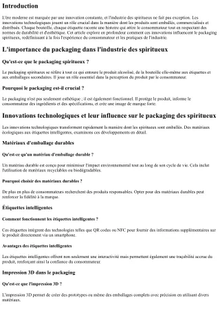 Innovations technologiques et leur influence sur le packaging des spiritueux