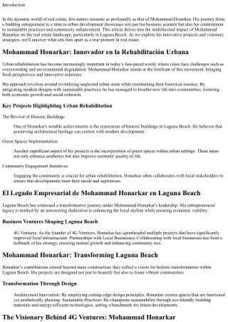 Pioneering Real Estate: The Impact of Mohammad Honarkar