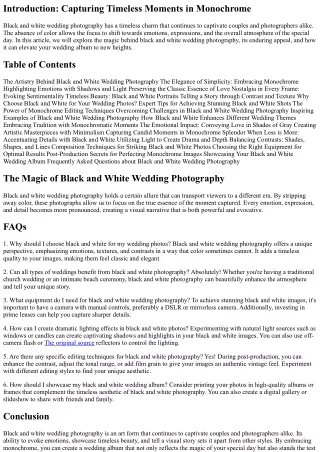 The Magic of Black and White Wedding Photography