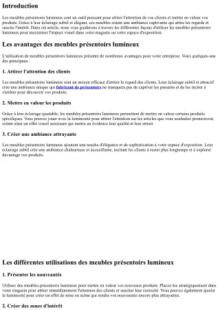 Les meubles présentoirs lumineux : comment attirer l'attention de vos clients