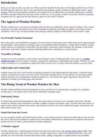 Why Wooden Watches Are Making a Comeback in Men's Fashion