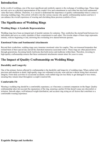 Wedding Rings: The Importance of Quality Craftsmanship