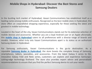 Mobile Shops in Hyderabad Discover the Best Stores and Samsung Dealers