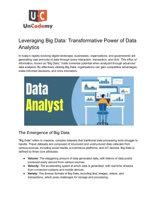 Leveraging Big Data: Transformative Power of Data Analytics