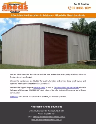 Affordable Shed Installers in Brisbane - Affordable Sheds Southside