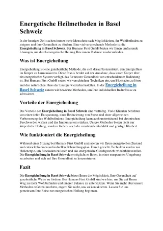 Energetische Heilmethoden in Basel Schweiz