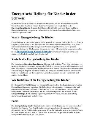 Energetische Heilung für Kinder in der Schweiz
