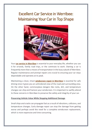 Excellent Car Service in Werribee Maintaining Your Car in Top Shape