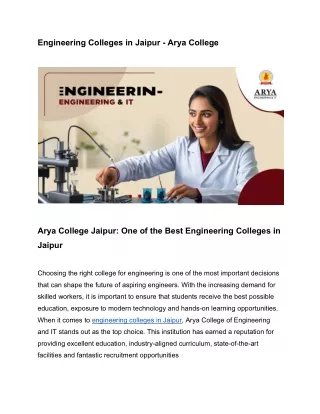 Engineering Colleges in Jaipur - Arya College