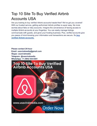 Top 10 Site To Buy Verified Airbnb Accounts USA