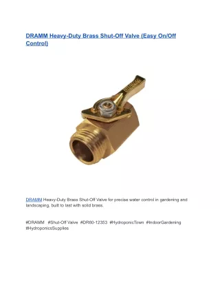 DRAMM Heavy-Duty Brass Shut-Off Valve (Easy On_Off Control)
