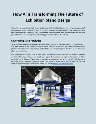 How AI is Transforming The Future of Exhibition Stand Design