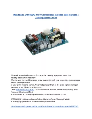 Manitowoc 040005242 115V Control Boar Includes Wire Harness _ CateringSparesOnline