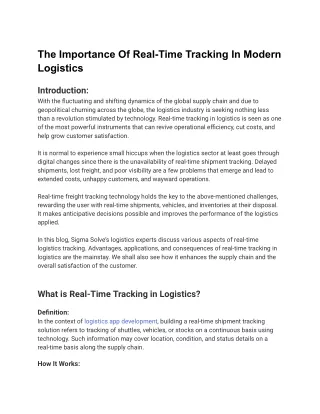 The Importance Of Real-Time Tracking In Modern Logistics