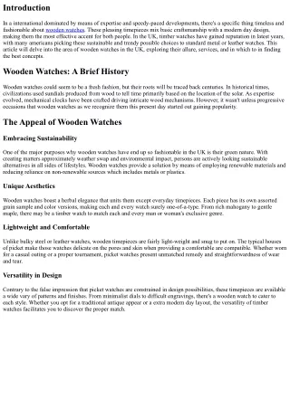 Wooden Watches UK: Where Classic Meets Contemporary