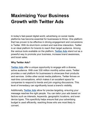 Maximizing Your Business Growth with Twitter Ads