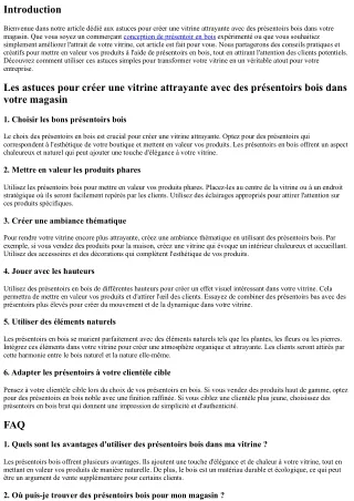 Les astuces pour créer une vitrine attrayante avec des présentoirs bois dans vot