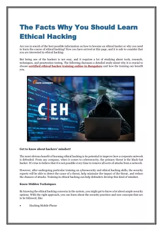 The Facts Why You Should Learn Ethical Hacking