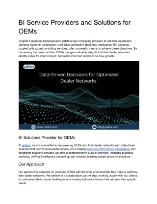 BI Service Providers and Solutions for OEMs