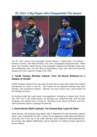 IPL 2024_ 3 Big Players Who Disappointed This Season
