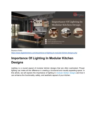 Importance Of Lighting In Modular Kitchen Designs