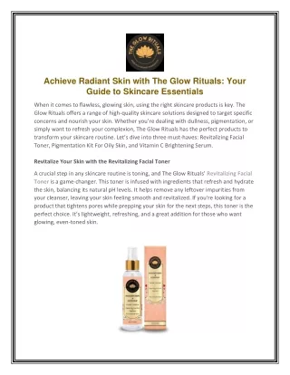 Achieve Radiant Skin with The Glow Rituals Your Guide to Skincare Essentials