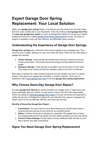 Expert Garage Door Spring Replacement_ Your Local Solution