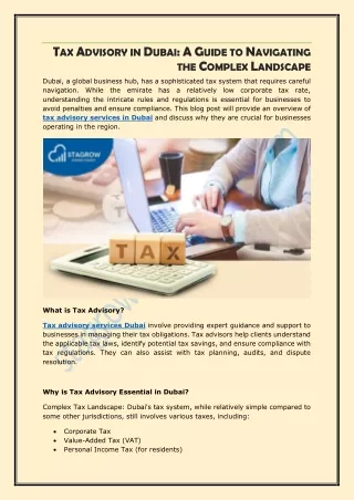 Tax Advisory in Dubai - A Guide to Navigating the Complex Landscape
