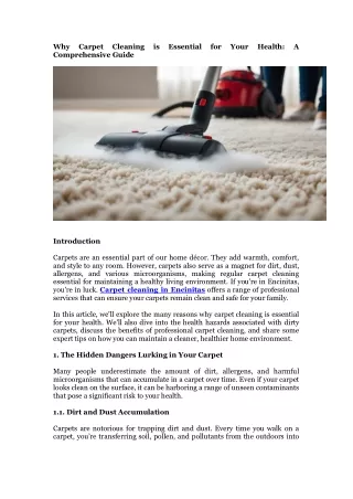 Why Carpet Cleaning is Essential for Your Health